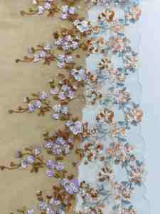 New Hot Tulle <strong>Laces</strong> <strong>Orange</strong> Green Flower Embroidery Mesh <strong>Fabric</strong> for Women Dress Lingerie - Product Image 3