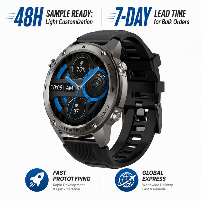 DM56 Fitness Tracker Bracelet 1.43inch AMOLED Screen Sport GPS Smart Watch Men BT Call Altitude Compass Android Smartwatch