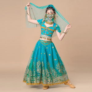 Enfants Cosplay Aladdin princesse <span class=keywords><strong>Jasmine</strong></span> indien Bollywood danse Performance vêtements tenue - Product Image 2