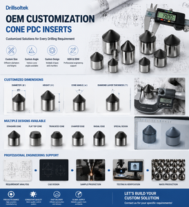 Inserts coniques <span class=keywords><strong>PDC</strong></span> personnalisés Drillsoltek à dents diamantées pour forets de dragage, forets à roche et applications de forage - Product Image 1