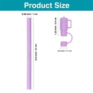 หลอดซิลิโคน 6 ชิ้นพร้อมแปรงทำความสะอาดสำหรับแก้วสแตนลีย์อุปกรณ์เสริมสำหรับการเดินทางเกรดอาหารแบบใช้ซ้ำได้ดีไซน์เรียบง่าย - Product Image 4