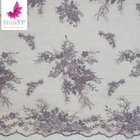 Nouveau tissu en dentelle de tulle brodé en 3D avec des perles et des paillettes HY1700-1