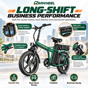 Bicicleta Eléctrica Plegable QMWHEEL F30 Ultra, Stock en el Reino Unido, 20 Pulgadas, 250W, 48V 70Ah, Batería Doble, Venta al Por Mayor B2B - Product Image 5