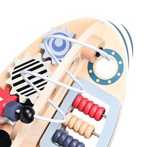 Wooden Rocket Bead Maze Toy Frühes Lernen Multifunktion ales Einfädel spiel mit Seilzug Spaß für Kinder Geschicklichkeit entwicklung - Product Image 5