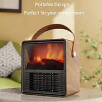 Chauffage portable 1500W avec télécommande, ventilateur PTC, effet de flamme 3D en plastique, étanche, protection contre la surchauffe, thermostat réglable