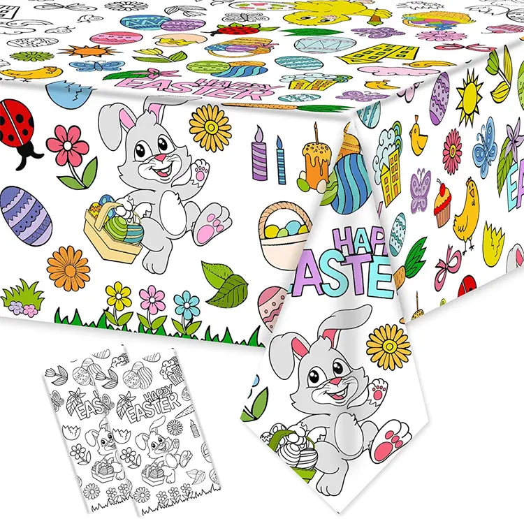 Mantel para colorear de Pascua para niños, cubierta de mesa de papel rectangular desechable