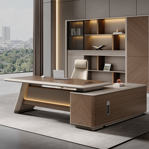 Meubles de <span class=keywords><strong>bureau</strong></span> de direction modernes de luxe en forme de L, table de direction, <span class=keywords><strong>bureau</strong></span> de PDG, <span class=keywords><strong>bureau</strong></span> de 2 m, fournitures de <span class=keywords><strong>bureau</strong></span> - Product Image 4