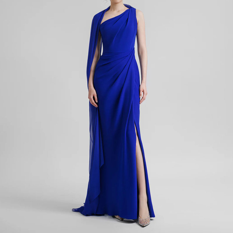 sachin and babi light blue dress Blue A-line Sweetheart Asymmetrical Chiffon Prom Dress With Beading #OP4853  $129.5