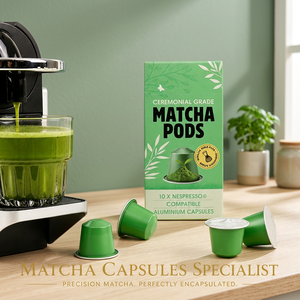 Capsules de Matcha de Qualité Cérémoniale 10x Compatibles Nespresso en Aluminium – Poudre de Thé Vert Instantané - Product Image 1