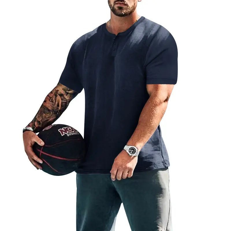 Men's heavy shirt Amazon men's T-shirt solid color crewneck loose summer fitness sports short sleeve men