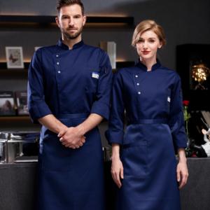 Hecho en fábrica Check Hotel <span class=keywords><strong>Master</strong></span> Bleach resistente <span class=keywords><strong>Chef</strong></span> Star uniforme personalizado mujeres uniforme - Product Image 3