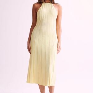 Robes Midi en Maille Sans Manches pour Femmes, Nouvelle Collection, Couleur Unie, Sexy et Élégante, Vente en Gros, Personnalisées OEM, Haute Qualité, Robes de Soirée - Product Image 1