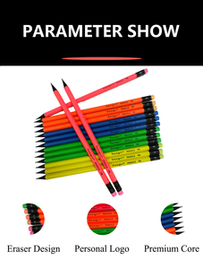 Trung Quốc 7 Inch Biểu Tượng Tùy Chỉnh Linh Hoạt Với Thiết Kế Đen Neon Trường Cung Cấp Tròn Tiêu Chuẩn HB Bút Chì Cho Vẽ Phác Thảo// - Product Image 5