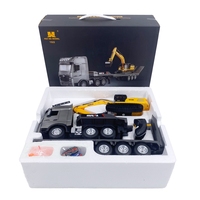 Camión Remolque Huina 1522 1:18 con Control Remoto, Simulación de Ingeniería, 2.4Ghz, 9 Canales, Camión de Plataforma, Excavadora de Juguete para Niños