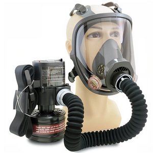 Masque respiratoire à tube long avec ventilateur électrique, débit d'air de 180 L/min, filtre à vapeurs organiques, protection chimique, écran facial - Product Image 1