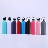 Venta caliente 18/8 botella de agua deportiva de acero inoxidable 750 frasco de boca ancha de ml para la espalda de la escuela Drinkware almacenamiento de alimentos en frío