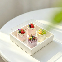 Boîte à dessert carrée transparente portable avec couvercle transparent pour gâteaux, mousses, cupcakes et emballages de thé de l'après-midi, 8 pouces
