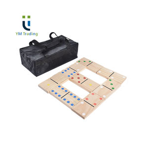 Jeu de dominos <span class=keywords><strong>géant</strong></span> en bois personnalisé de luxe avec points de couleur pour l'<span class=keywords><strong>extérieur</strong></span>, ensemble de 28 dominos double six pièces - Product Image 1