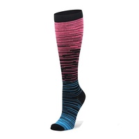 Chaussettes de compression à dégradé de couleurs mélangées pour hommes et femmes, mi-mollet, athlétiques, élastiques, en nylon respirant