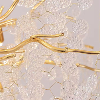 Long lustre personnalisé de branche d'arbre en verre pendentif lumière Duplex bâtiment escalier cage d'escalier projet d'éclairage
