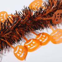 Guirlande décorative holographique orange en forme de citrouille, style long, pour la décoration de la maison et des fêtes d'Halloween