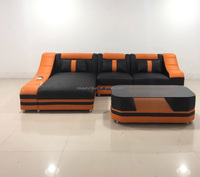 Canapé en cuir en forme de U à siège unique de haute qualité grandes lumières LED de luxe rejoignent les couleurs canapé fonction personnalisée fauteuil de rangement canapé