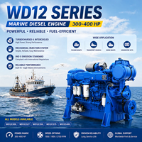 Moteur diesel marin Weichai série WD12 300HP 400HP pour bateau de pêche, turbocompressé, refroidi par intercooler, plusieurs modèles disponibles