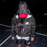Streetwear personnalisé avec fermeture à glissière Jogger en polyester réfléchissant Survêtement Veste à capuche coupe-vent en nylon Ensemble short de jogging Survêtement pour hommes