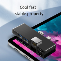 Hub Adaptor Multifungsi 1000M Ethernet 2 USB 3.0 Mini DP Surface Dock untuk Microsoft Surface Pro 4/5/6 Bahan Aluminium Alloy Tersedia