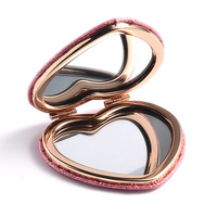 Miroir Bling Cœur Mini Rose Compact de Voyage Maquillage Mignon à Main Portable Pailleté Petit MOQ