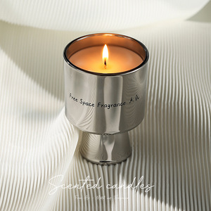手作りキャンドルギフト シルバーアロマセラピー香り付きキャンドル 卸売香り付きキャンドルギフト 電気メッキメタルホーム - Product Image 4
