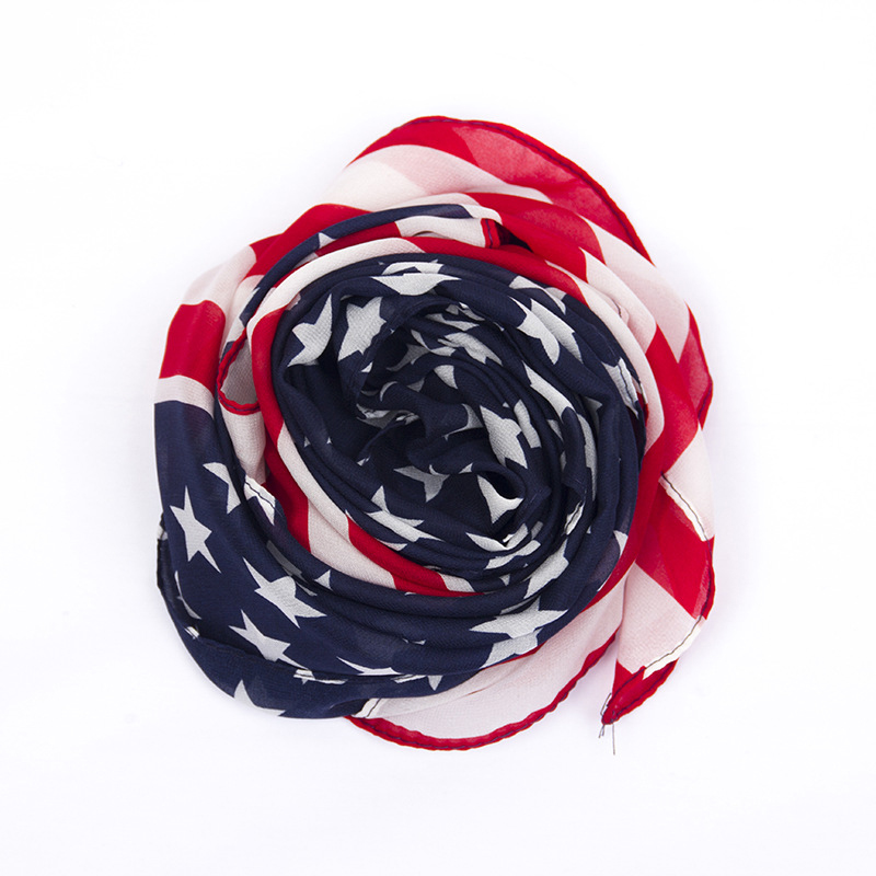 Polyester Stars and Stripes USA Star Flag Scarf for 4th of July