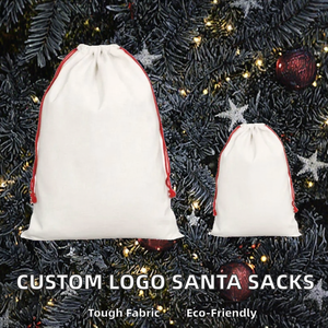 Prosub Custom Logo Linen Drawstring Bag <b>Santa</b> <b>Sacks</b> Sublimation Blank Christmas Gift Bags Wholesale Factory Supply - Product Image 2