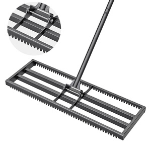 Râteau de nivellement JH-Mech pour pelouse de jardin et de <span class=keywords><strong>golf</strong></span> avec rouleaux en aluminium, manche extensible robuste en acier au carbone - Product Image 1