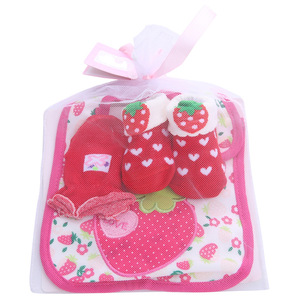 高品质100% 棉柔软可爱袜子婴儿手帕围兜带针织婴儿手套 - Product Image 6