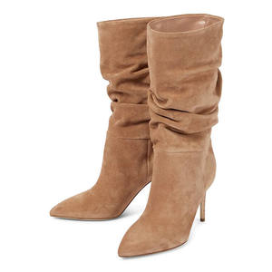 Stiletto mi-<span class=keywords><strong>mollet</strong></span> <span class=keywords><strong>botte</strong></span> pour femmes élégantes chaussures à bout pointu automne hiver mode plissée fête talon haut femmes <span class=keywords><strong>botte</strong></span> <span class=keywords><strong>grande</strong></span> <span class=keywords><strong>taille</strong></span> 48 - Product Image 1