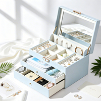 Boîte à bijoux multicouche avec serrure, style tiroir, pour ranger bagues, colliers et boucles d'oreilles, coffre de rangement pour vanité