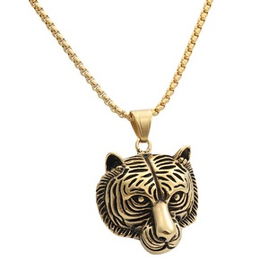 Collar con Colgante de Cabeza de Tigre de Acero Inoxidable, Color Plata y Oro, Joyería de Moda para Hombre, Cadena con Dije de Animal 280586 - Product Image 5