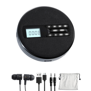 Lecteur CD portable rond en tissu avec écran LCD, haut-parleurs stéréo doubles, port USB/AUX, boombox audio mural - Product Image 1