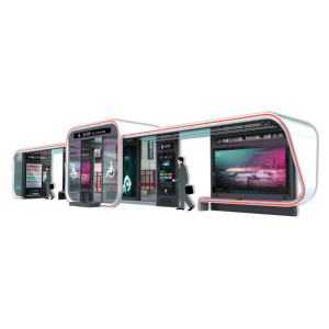 Refugio de autobús de espera de pasajeros de tipo abierto con horario de autobús y panel de anuncios - Product Image 2