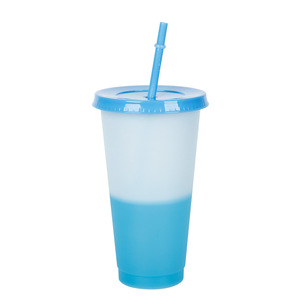 Vaso Mágico de Plástico de Colores sin BPA Personalizado de 16 y 24 Oz que Cambia de Color con Agua Fría Reutilizable con Tapa y Pajita para Café - Product Image 6