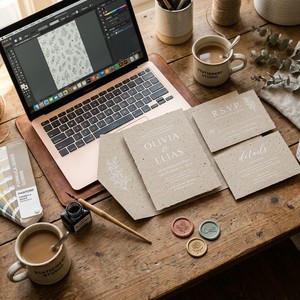 Conjunto de Invitaciones de Boda Personalizadas con Impresión Tipográfica |   Papel Ecológico con Tinta Blanca para Impresión de Pequeños Lotes para Diseñadores - Product Image 6