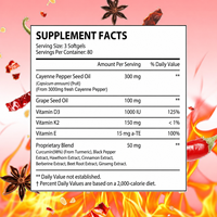 Complément Alimentaire en Gélules de Poivre de Cayenne 3000mg OEM ODM Marque Privée GMP Halal Extrait de Poivre de Cayenne Immunité Digestion Adulte