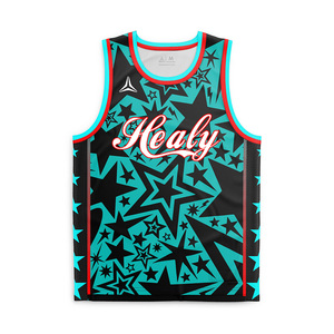 Débardeur de basketball pour hommes et jeunes, confortable, à séchage rapide, en mesh, avec motif étoile noire entièrement sublimé, sans manches, pour l'entraînement - Product Image 1