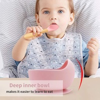 Bol à ventouse en silicone couleur pastel avec cuillère assortie, ensemble d'alimentation pour tout-petits au design moderne et mignon, idéal pour cadeau de naissance