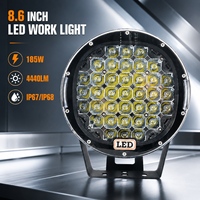 Luz de Trabajo LED de 8.6 Pulgadas, 185W, 4440LM, Opcional con Haz de Luz Concentrada/Difusa, 9-60V DC para Camiones Todoterreno y Embarcaciones