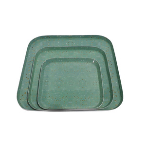 Best Aluminum <b>Square</b> Metal Tray for Kitchen Christmas Home Decor Art Style Drink Serving Tray Tabletop Serving Tray set of 2 - Product Image 1