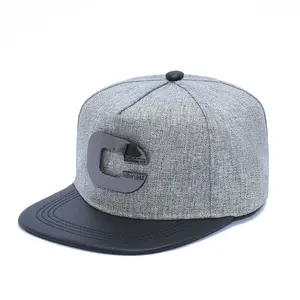Outdoor 6 Panel Hats Acrylic Hip Hop Cap Snapback Hat Metal Logo Leather Brim Fashion Custom Snap Back Hats