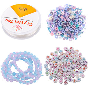 Zhubi ลูกปัดอะคริลิครูปตัวอักษรสีสันสดใสลูกปัดดินโพลิเมอร์ลูกปัดคริสตัลไข่มุกคริสตัลลูกปัดแก้วกลมสำหรับทำเครื่องประดับ - Product Image 5