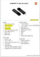 Mi TV Stick 4K 2e génération avec prise UE Version mondiale Quad Core 4K HD TV Wi-Fi6 Smart Mi TV Fire Stick 2e Mi Box